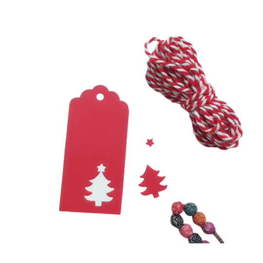 Smallkind Homeware > Stationery > Christmas Gift Tags 20 Tags + Twine Red Christmas Tree Gift Tags