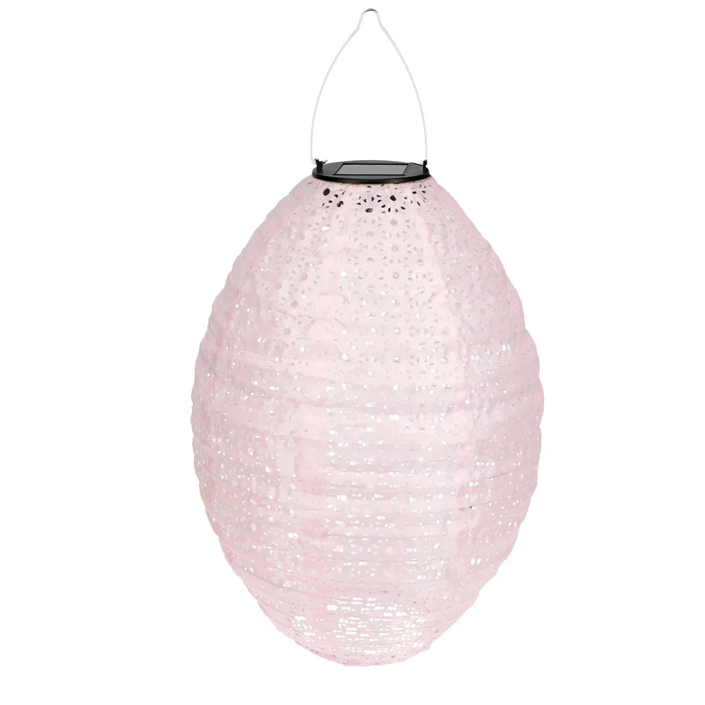 Pink spherical solar lantern on a white background