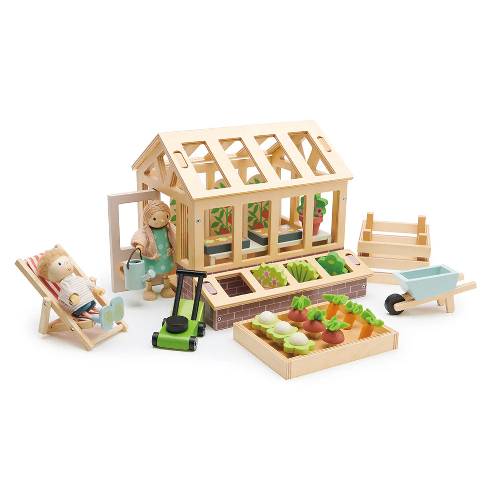Tender Leaf Green House and Garden Set including wooden greenhouse and accessories. For age 3+ 
