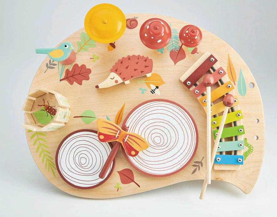 Tender Leaf Musical Table with forest creatures and musical instruments. For age 3+