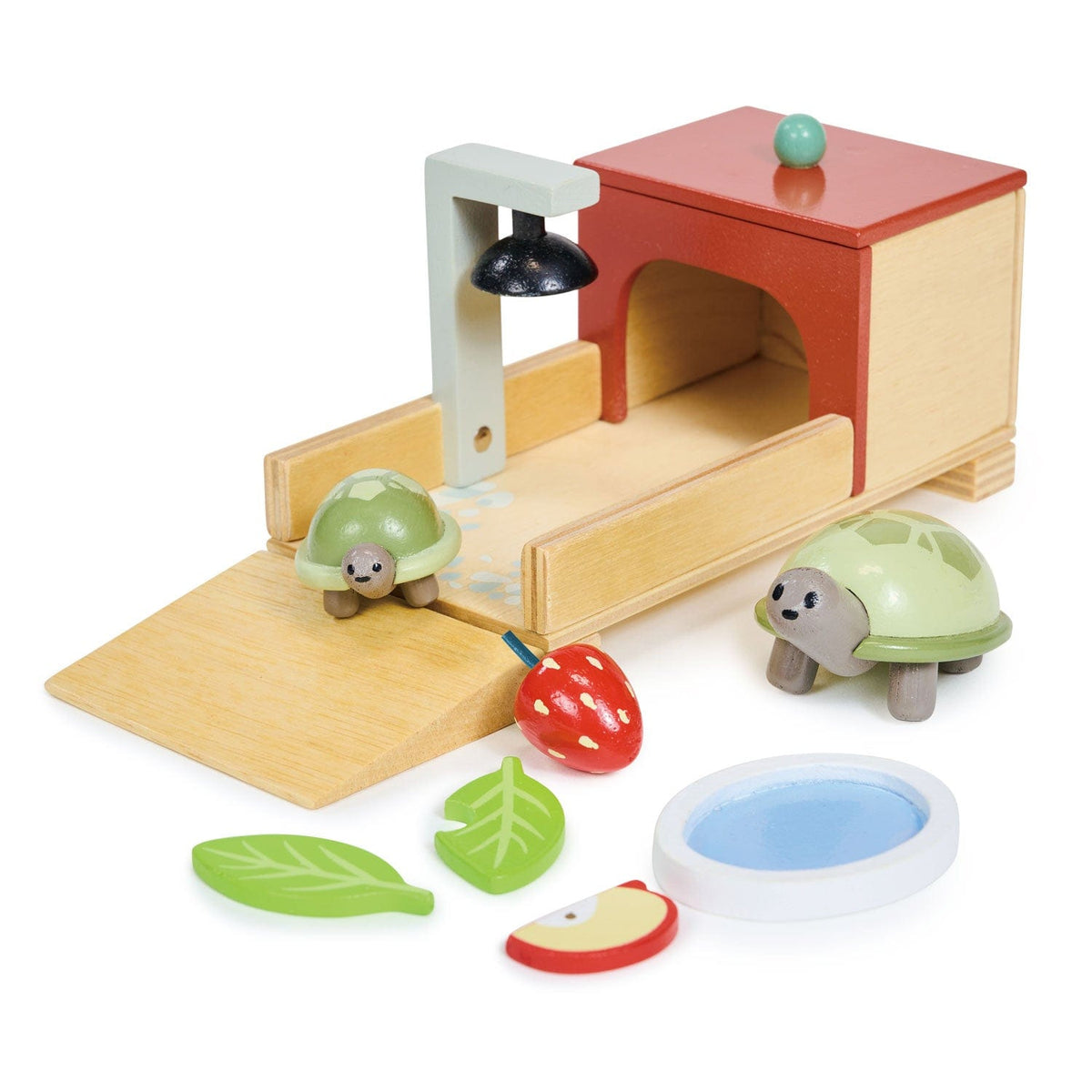 wooden Tortoise Pet Set scaled for dolls houses and perfect for imaginative play 