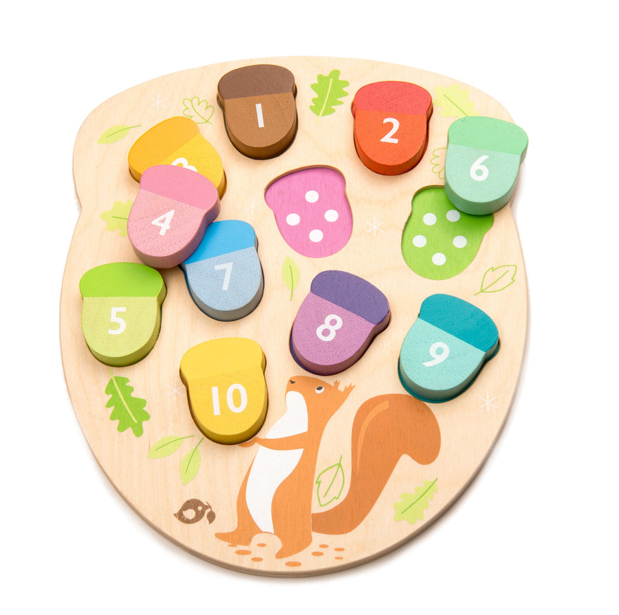 Tender Leaf Wooden Puzzle Tender How Many Acorns Puzzle
