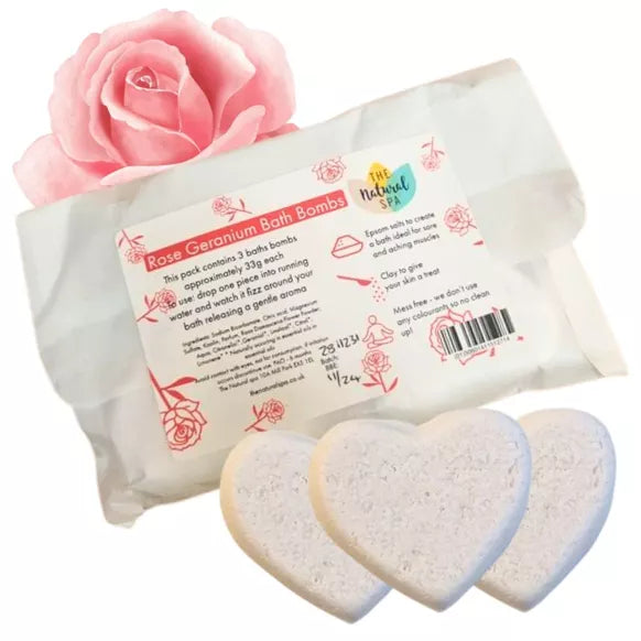 Natural Spa Rose Geranium Bath Bomb 3 Pack