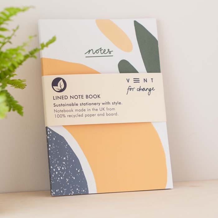 VENT For Change Homeware > Stationery > Recycled Notebook 'Notes' A5 Lined Notebook - Olive