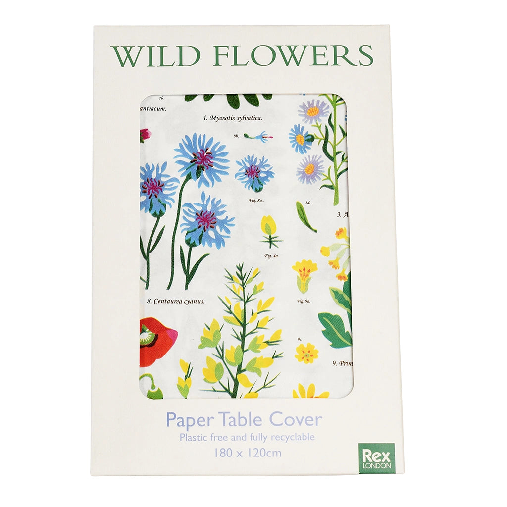 Wild flowers paper tablecloth by rex london in a display box