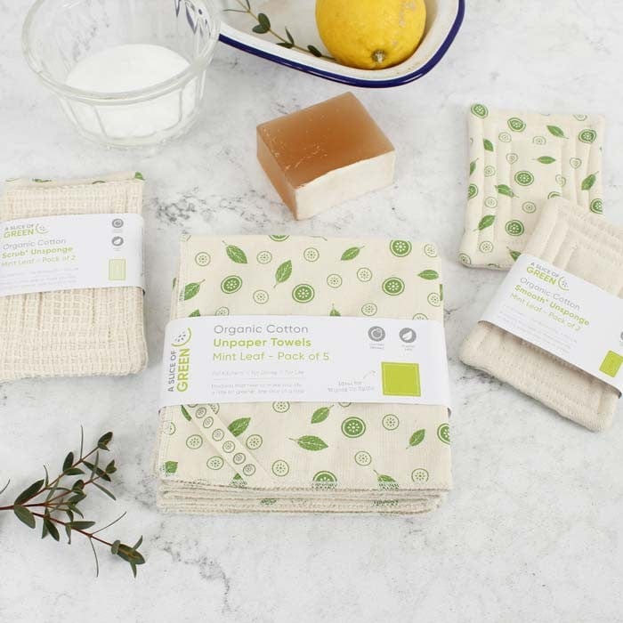 organic cotton cleaning wipes and dish sponges