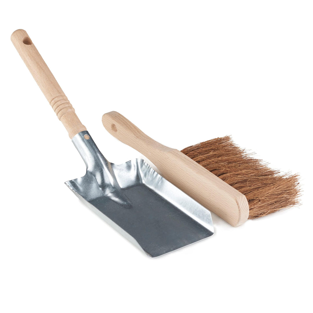 wooden traditional dust pan and brush