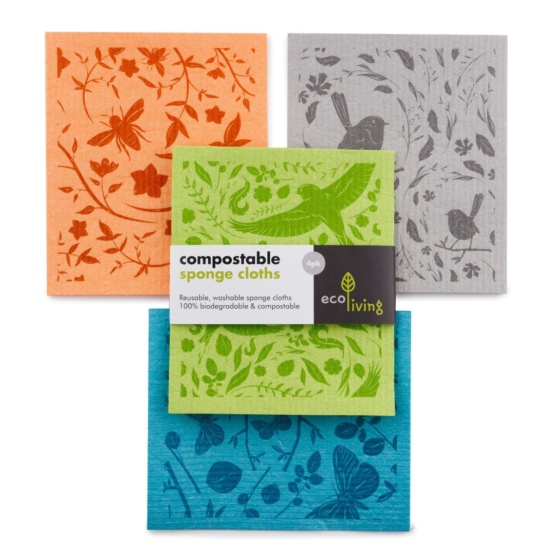 Compostable Sponge Cleaning Cloths with Botanic Garden print