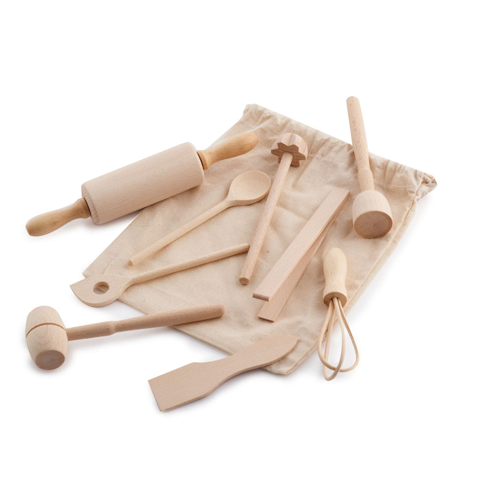 Eco Living Pretend Professions & Role Playing Mini Wooden Kitchen Utensils Set