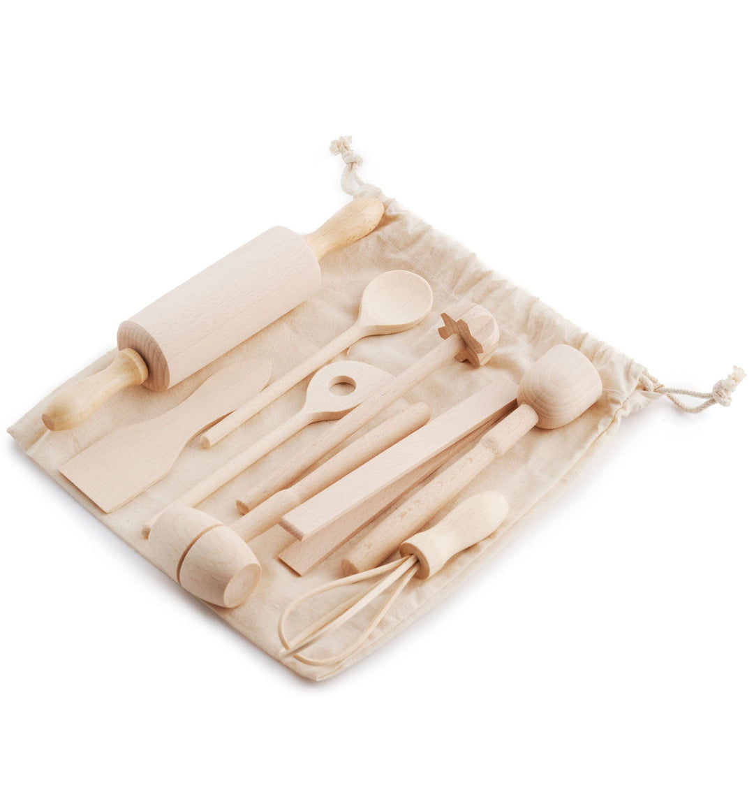 Eco Living Pretend Professions & Role Playing Mini Wooden Kitchen Utensils Set