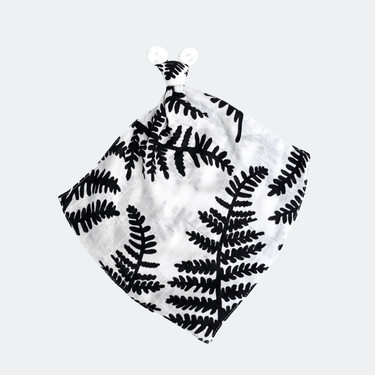 Etta Loves Bamboo Muslin Comforter  with black Fern print