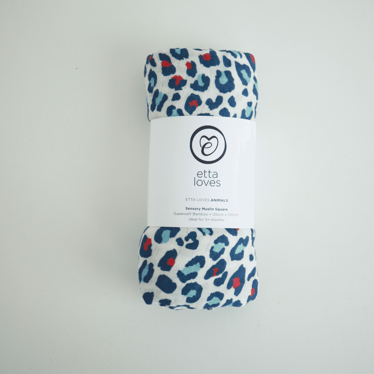 Bamboo Sensory XL Muslin - Leopard Print Blue/Pink - Smallkind