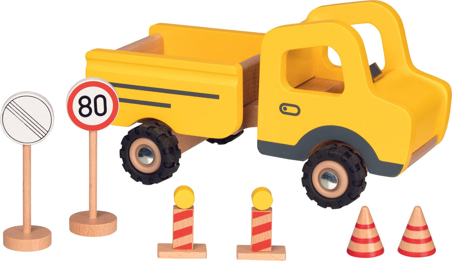 Goki Construction Site Vehicle with Traffic Signs - Smallkind