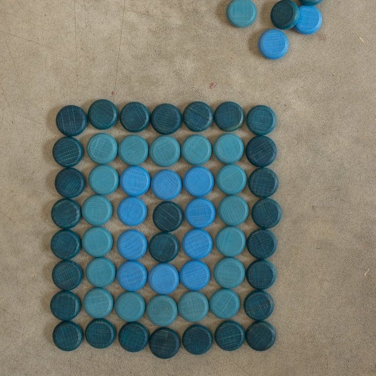 Grapat Mandala Little Coins for loose parts play on a carpet