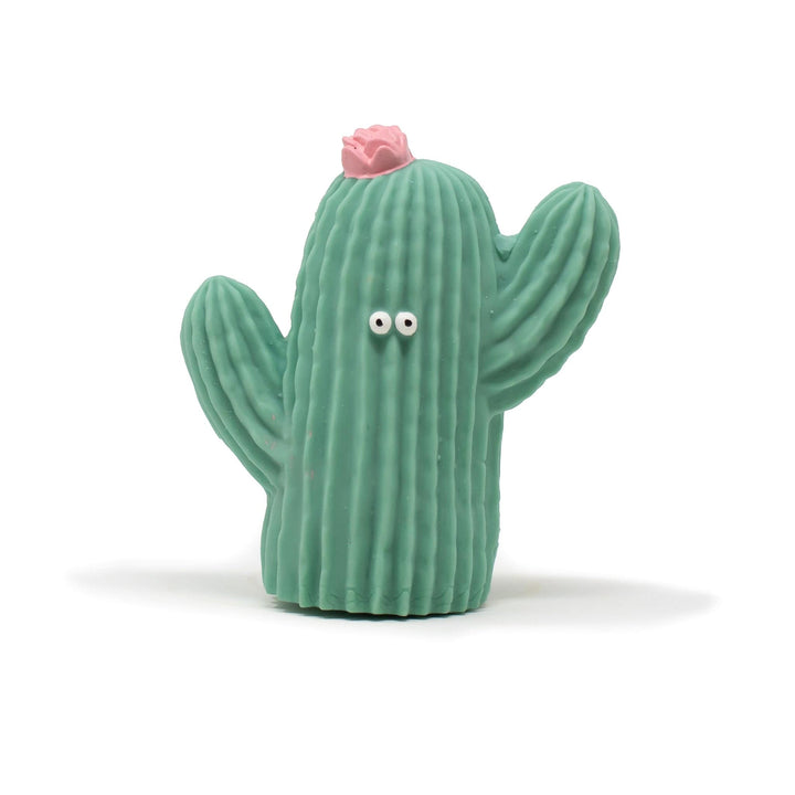 close up of lanco rubber cactus teething toy