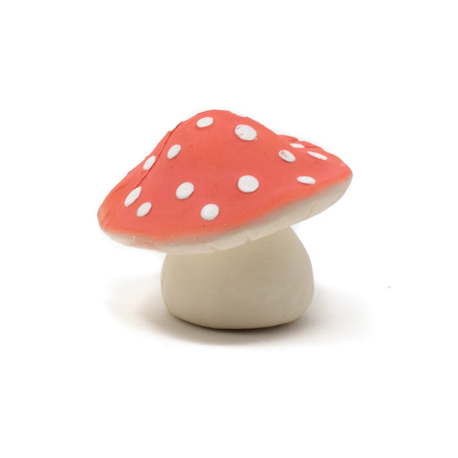a natural rubber toadstool mushroom toy with for babies and toddlers