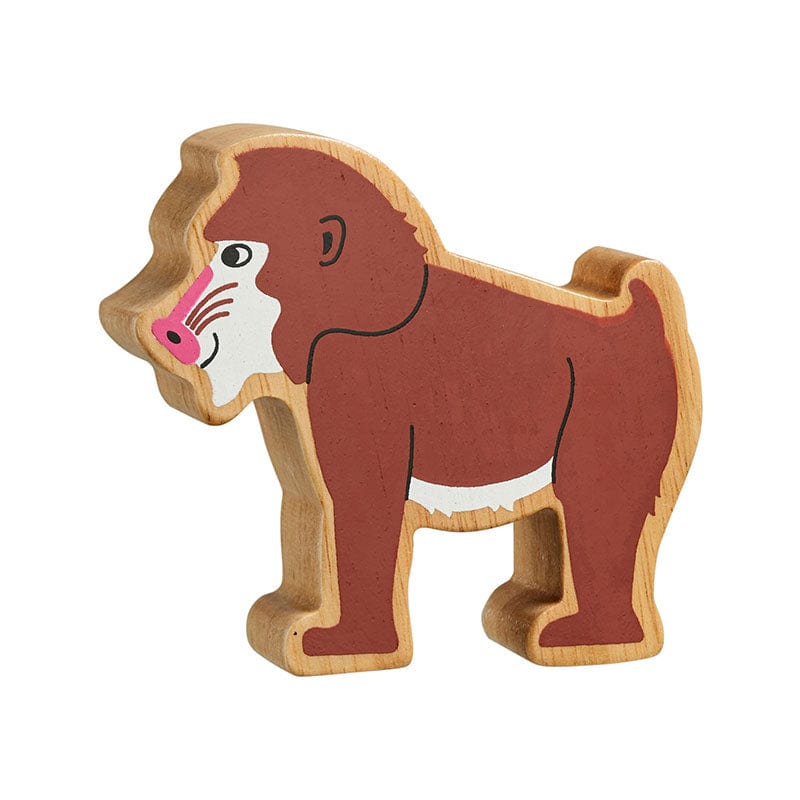 lanka kade wooden painted baboon figure with natural wood grain edge. Suitable for children from 10 months old. 