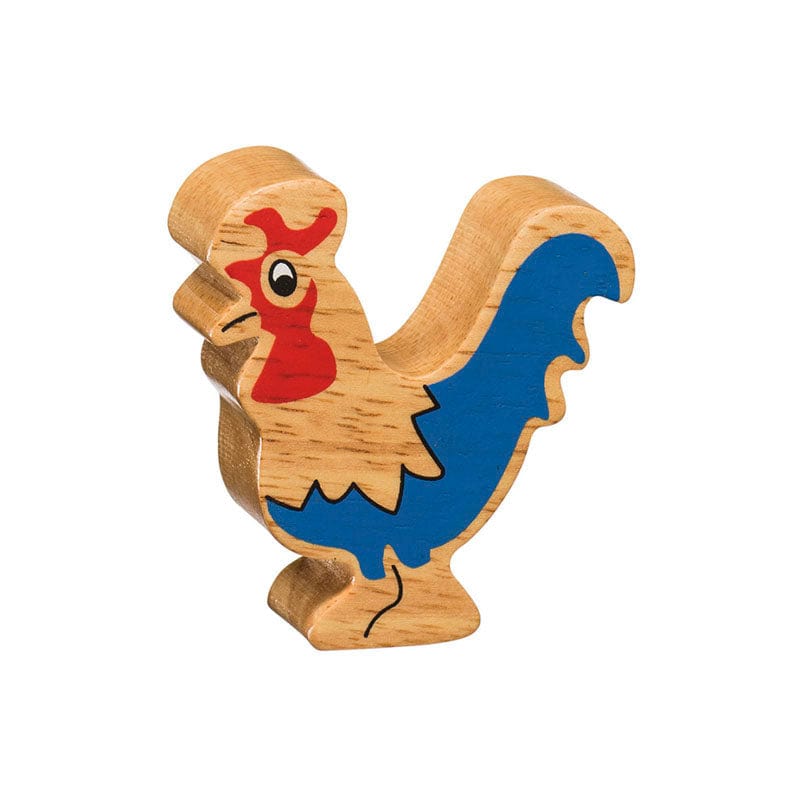 Lanka Kade wooden cockerel figure, planted with a natural wood grain edge. Suitable for children from 10 months old.