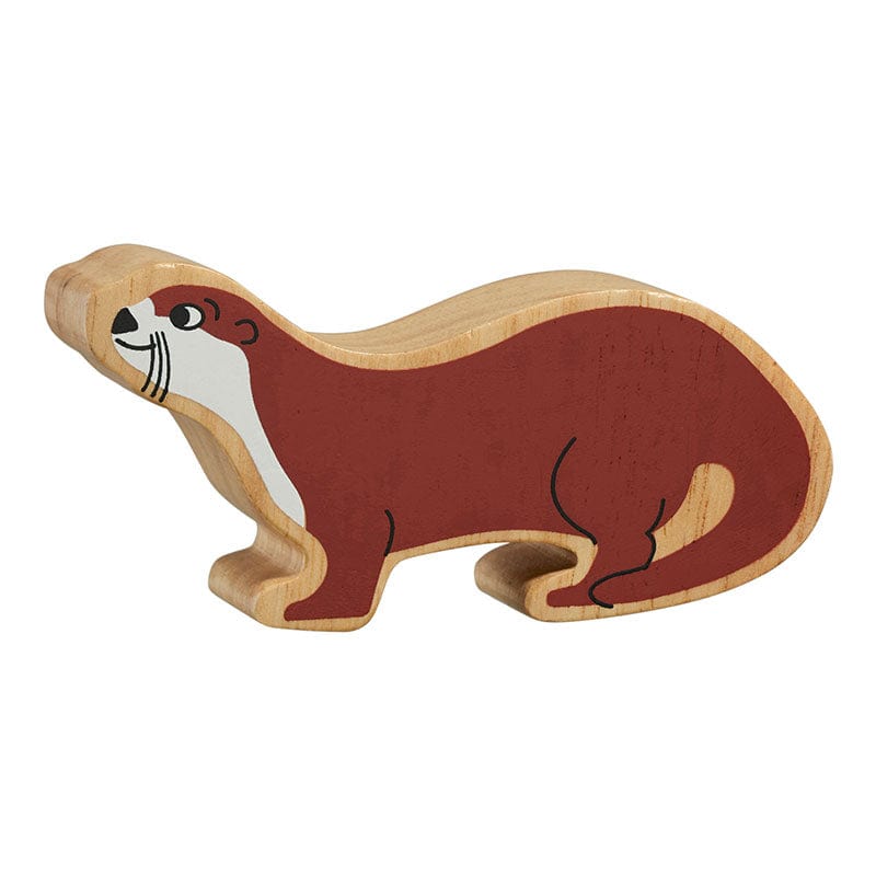 lanka kade wooden brown otter figure with a natural wood grain edge and painted details 