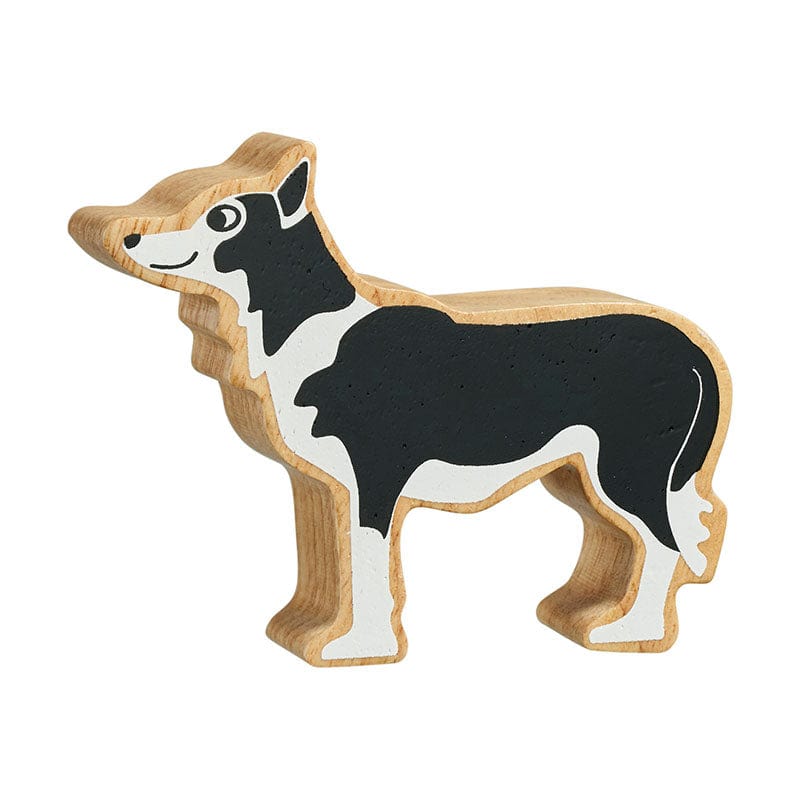 lanka kade black and white wooden dog figure