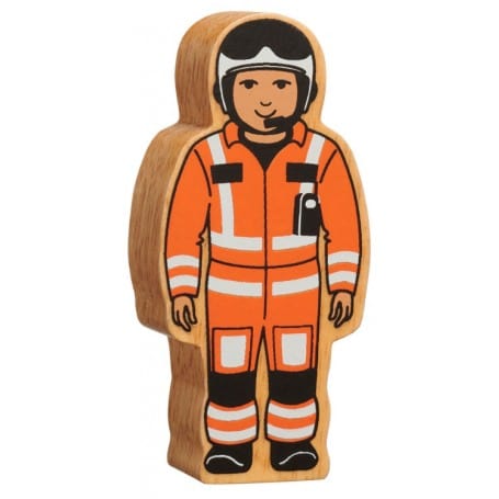 Lanka Kade Natural wooden Air Rescue figure with orange uniform. Suitable for children from 10 months.