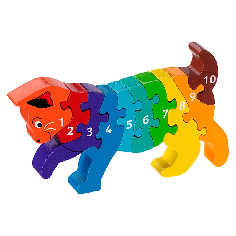 chunky wooden cat jigsaw puzzle printed with the numbers 1 to 10 for children 10 months and over.
