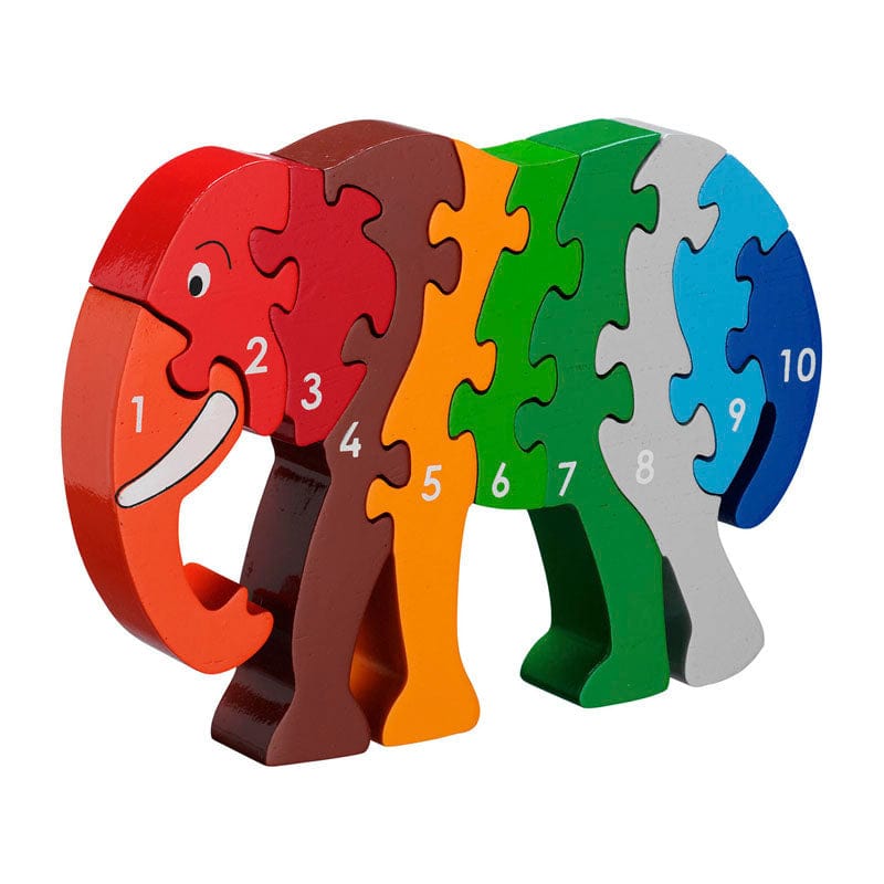 colourful 1-10 wooden elephant puzzle by Lanka Kade. For children age 3 and over 