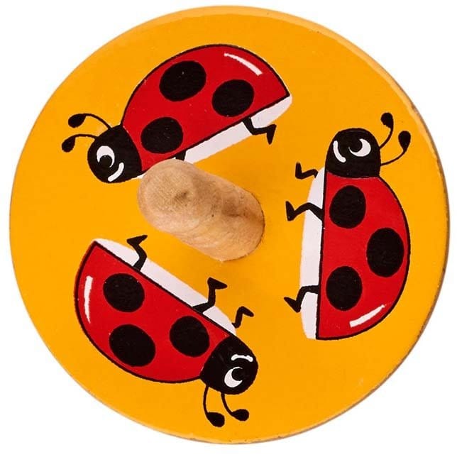 Lanka Kade wooden Spinning Top with ladybird design