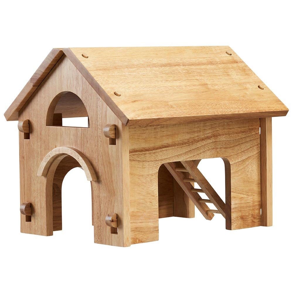 Wooden two storey farm barn with removable roof and ladder