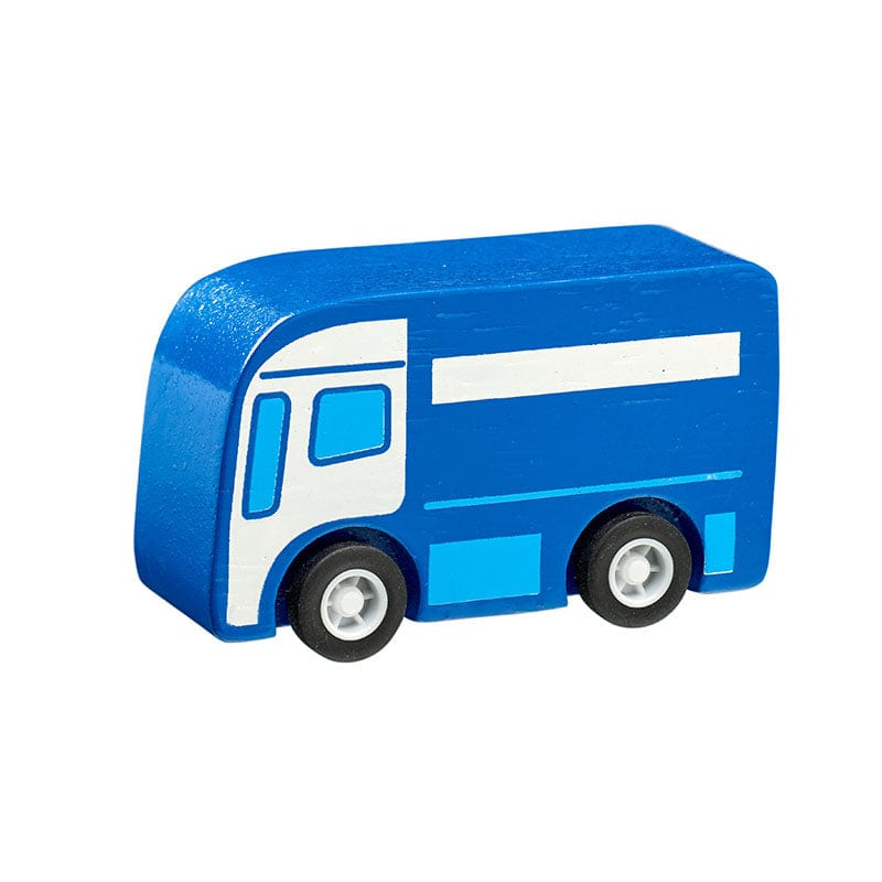 lanka kade wooden mini lorry with blue painted details and black rubber wheels