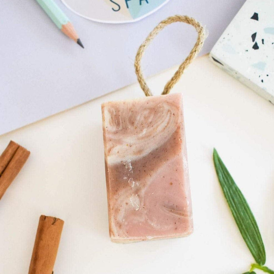 natural spa mulled wine soap on a rope