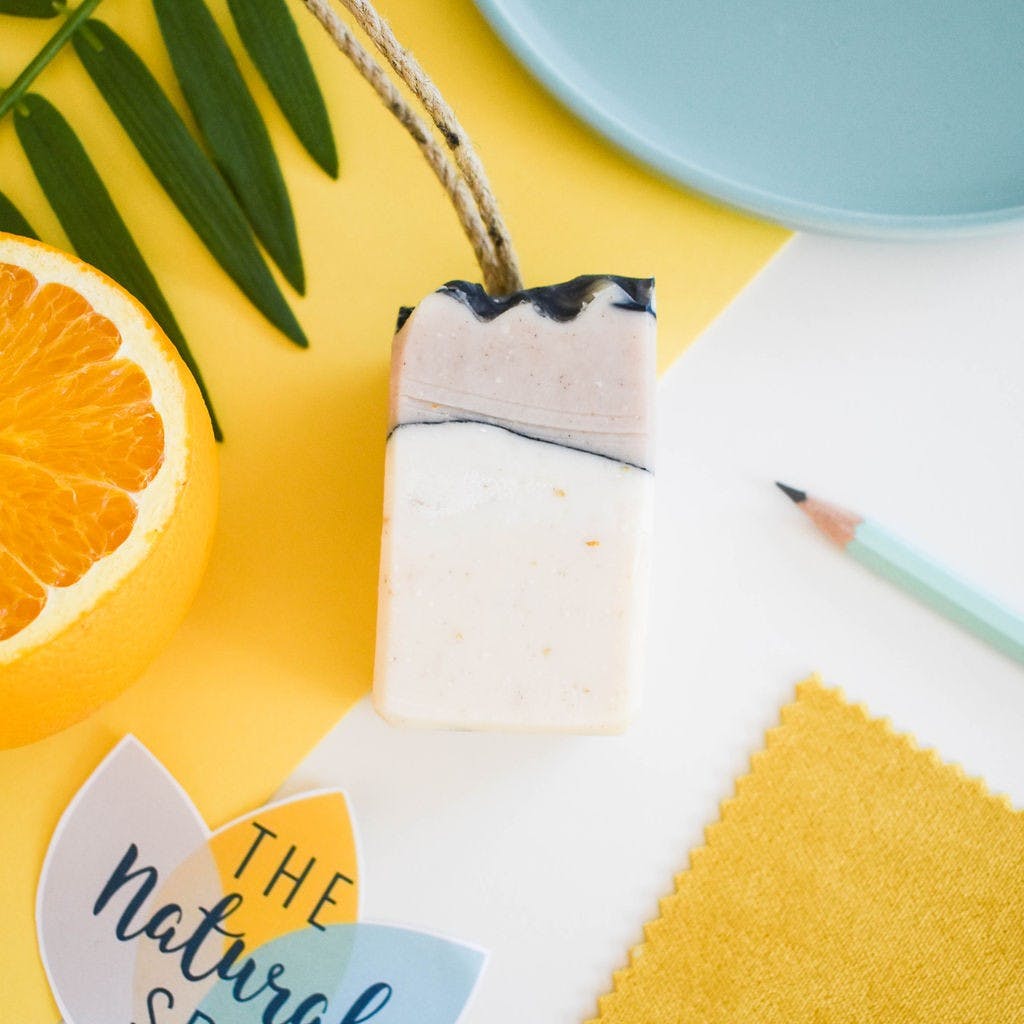 spiced orange soap on a rope natural handmade soap bar