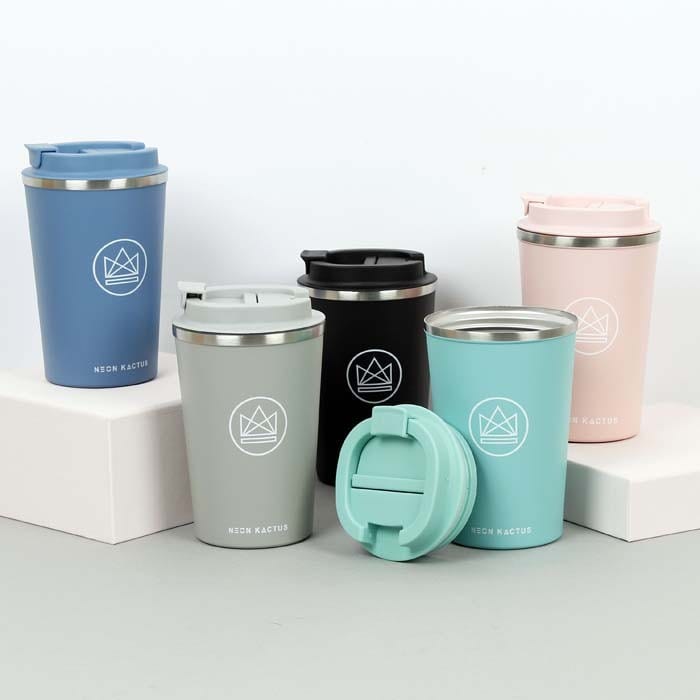 neon kactus reausable insulated coffee cups in pastel colours