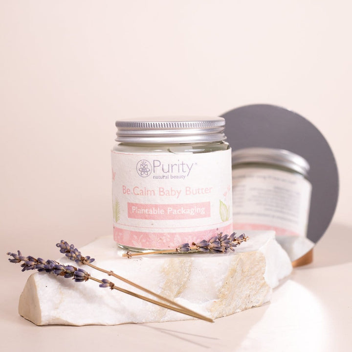 Purity Natural Beauty glass jar of  Be Calm Baby Butter
