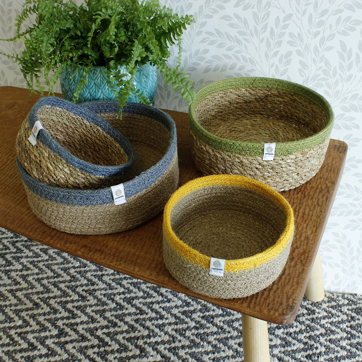 Shallow Jute Basket - Medium - Natural Grey - Smallkind