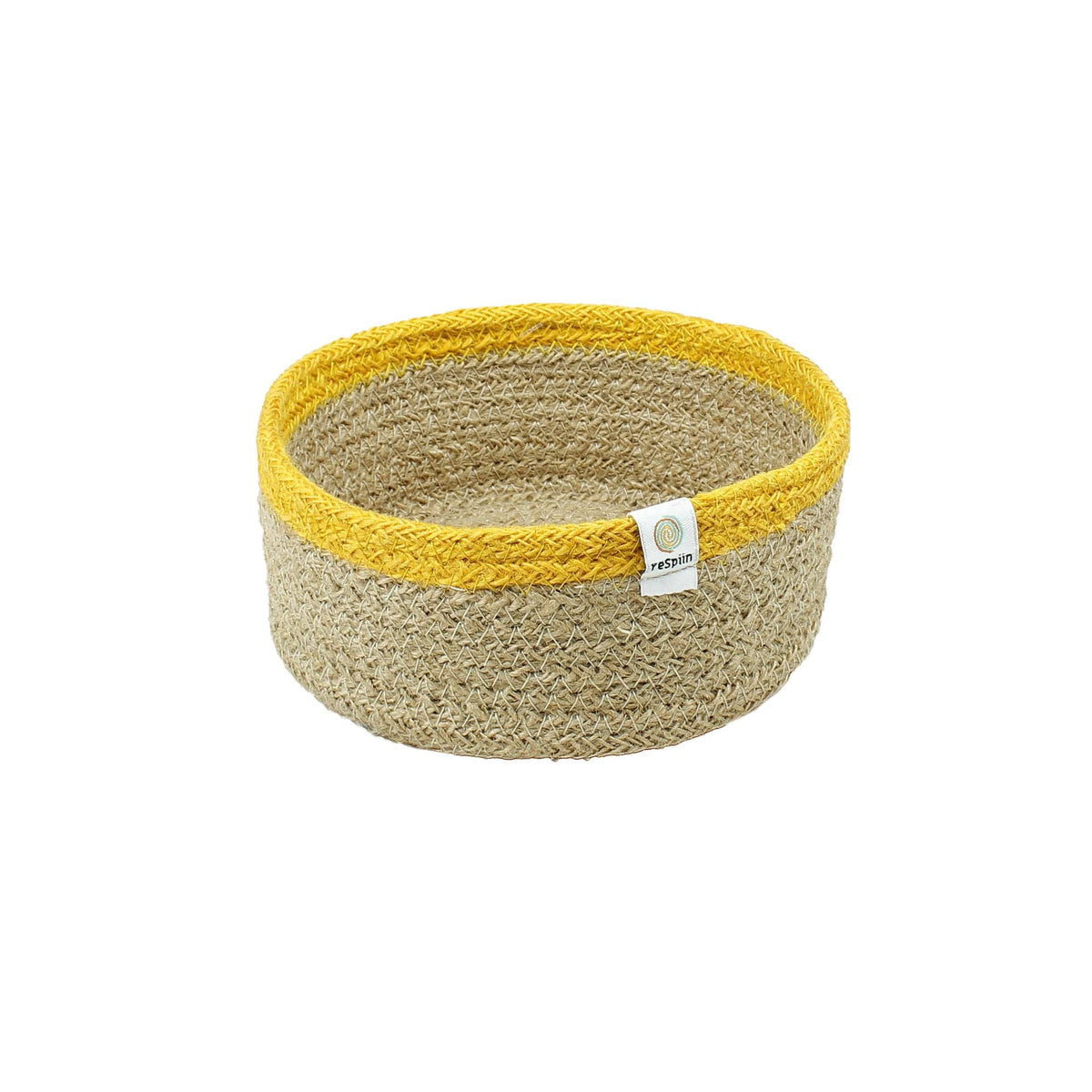 Shallow Jute  Basket - Small - Yellow - Smallkind