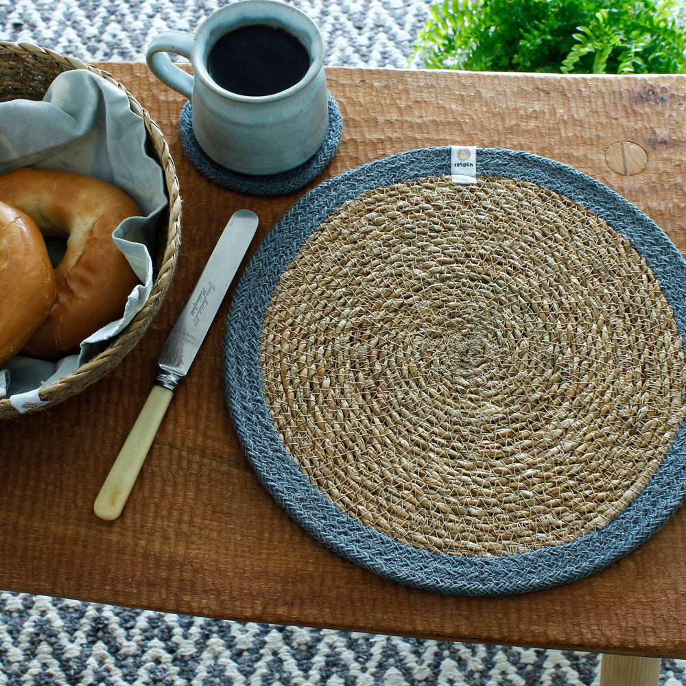 respiin jute and seagrass table mat grey