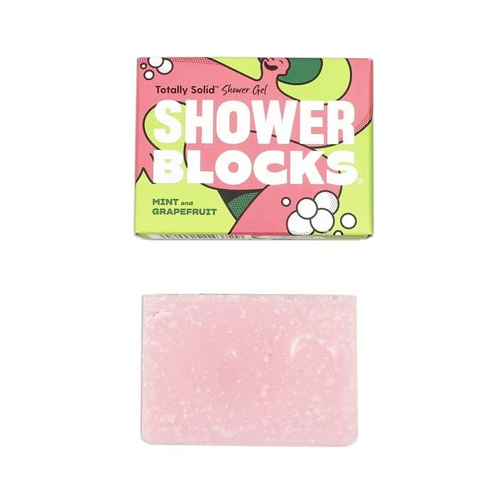 shower blocks pink solid shower gel bar  with pink and green packaging