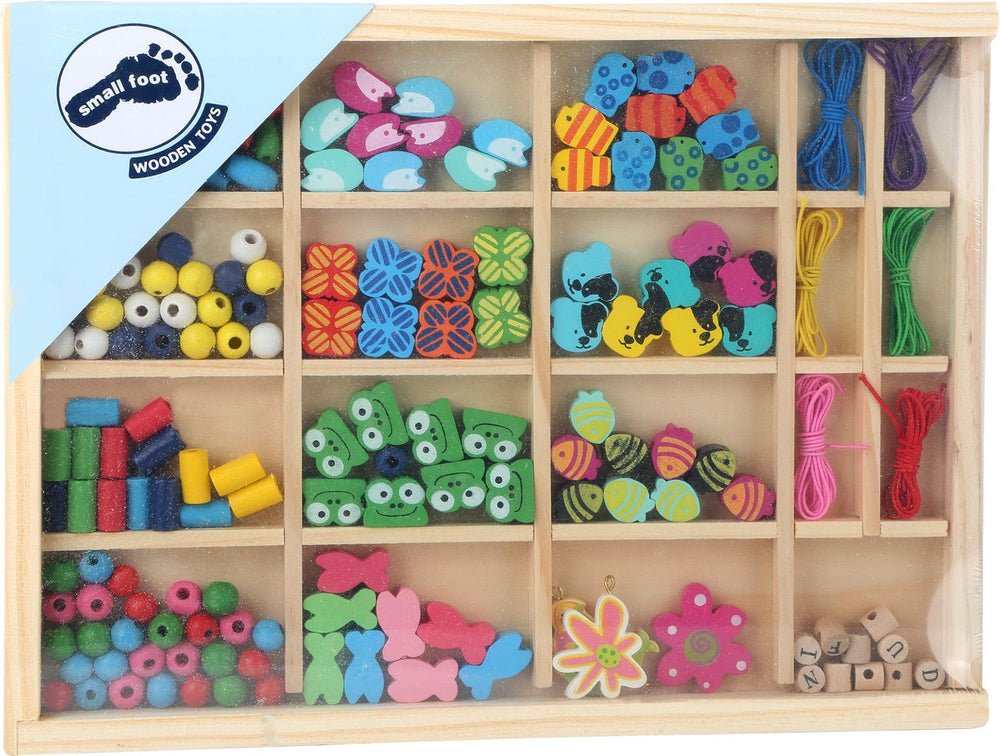 Small Foot Deluxe Threading Beads Crafting Set in wooden box