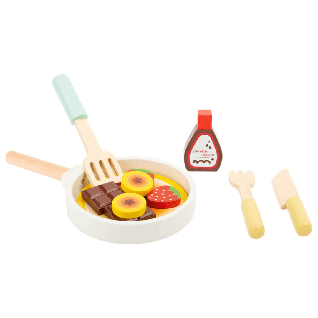 small foot wooden pancake making play set for play kitchens