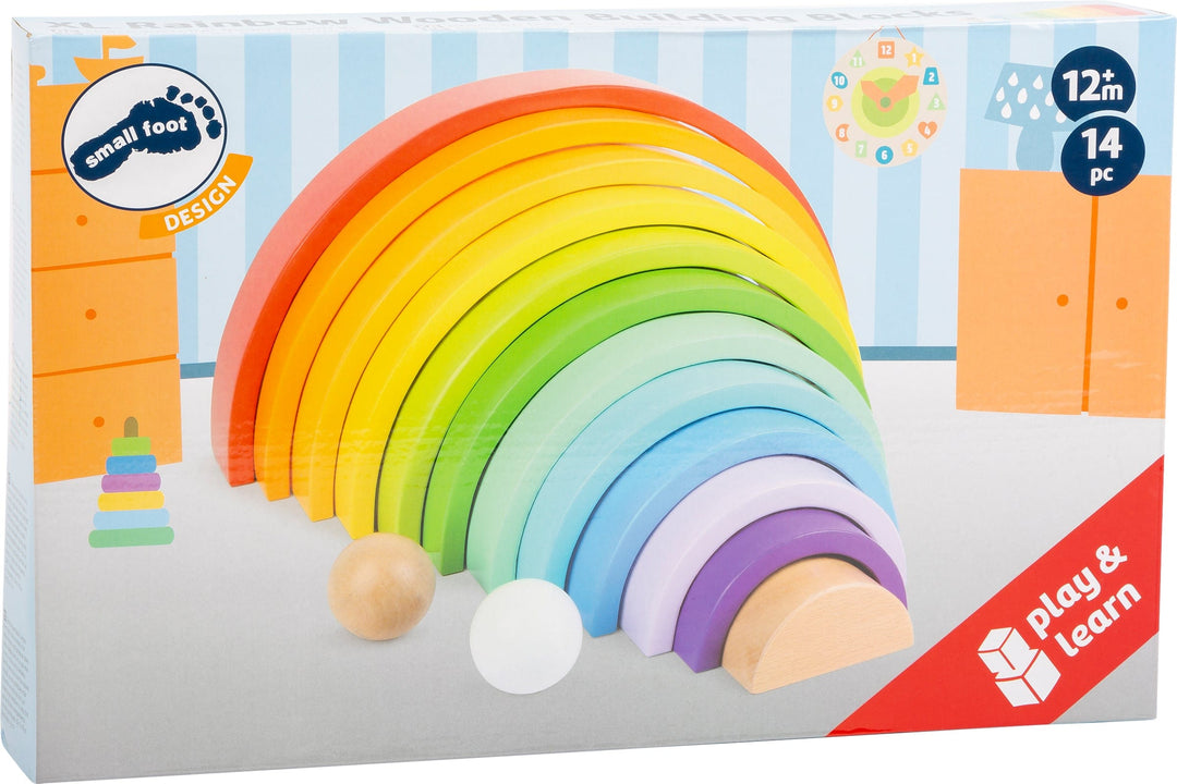 Small Foot Rainbow XL  Blocks with wooden balls in box