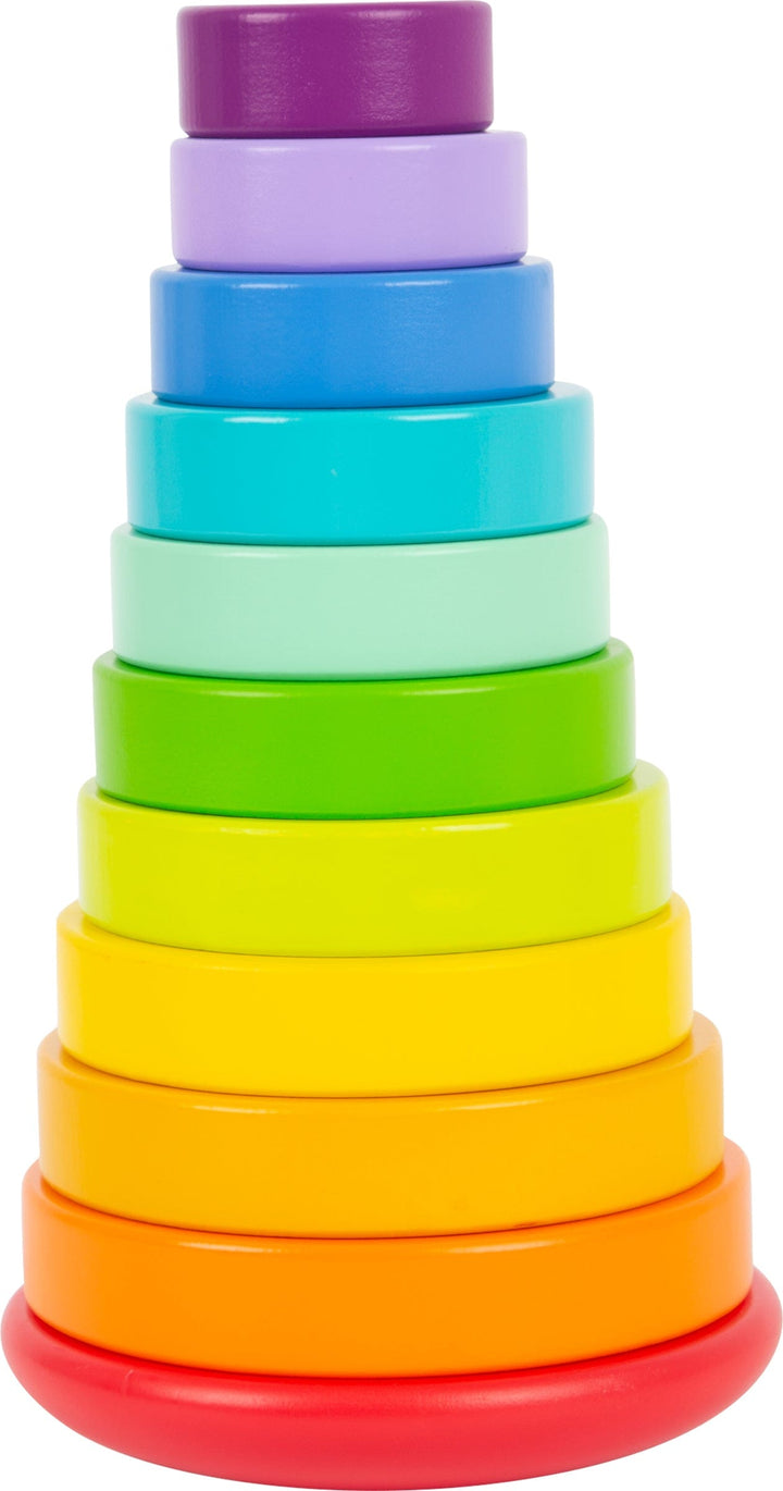 Small Foot colourful Rainbow wooden Stacking Tower 