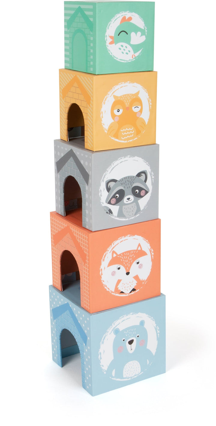 Small Foot Pastel Stacking Cubes with wooden animals