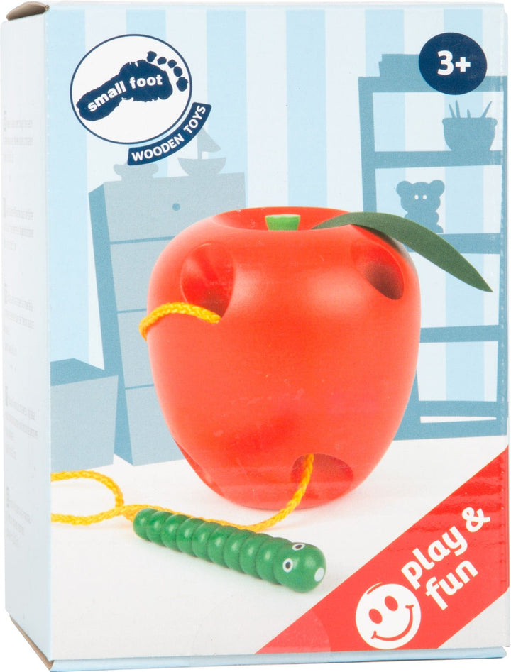 Small Foot Apple + Worm Threading Toy in box