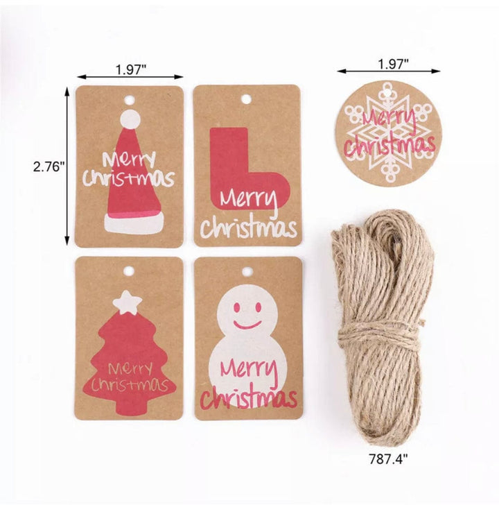 Smallkind Gift Tags & Labels 20 Tags + Twine Kraft Printed Christmas Gift Tags