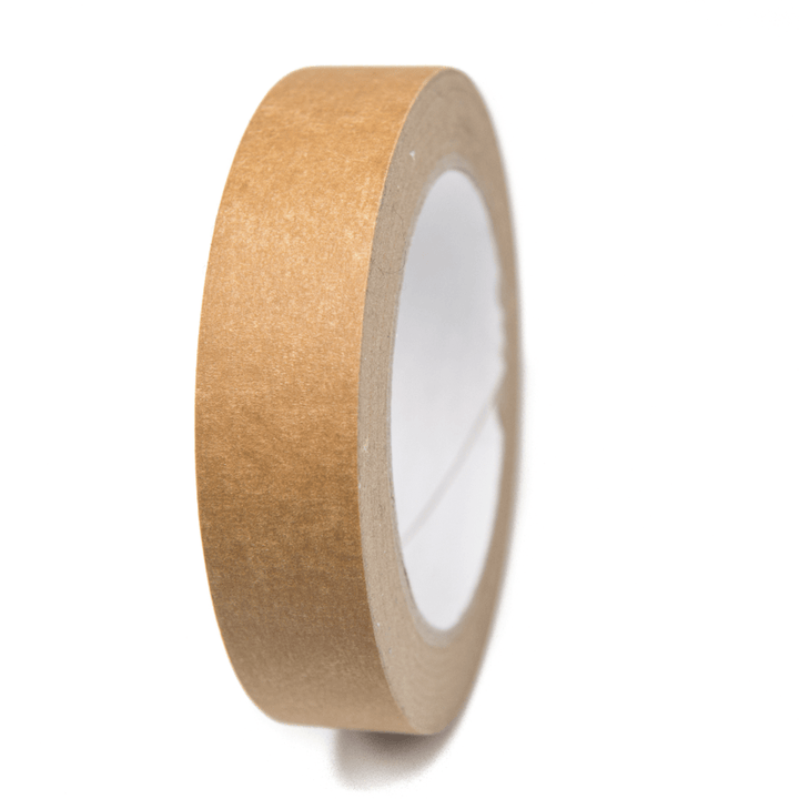 roll of brown paper kraft tape on a white background 