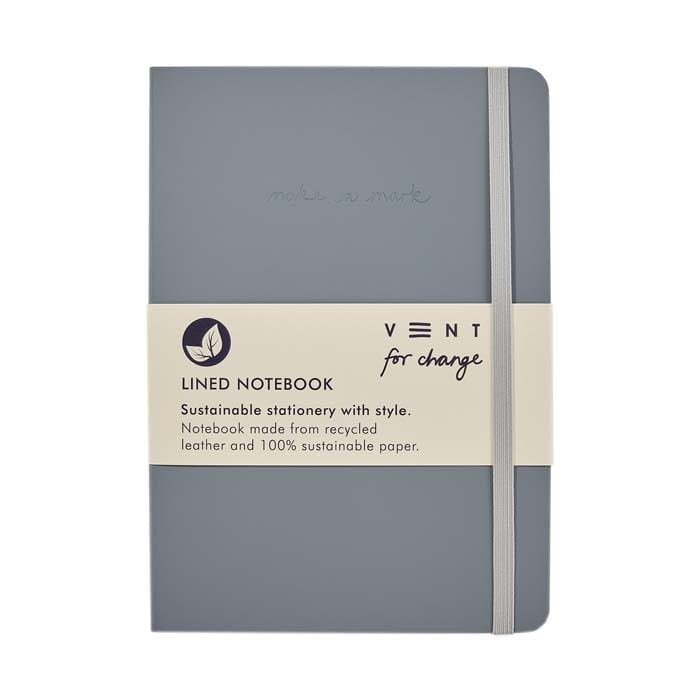 close up of blue leather notebook on a white background