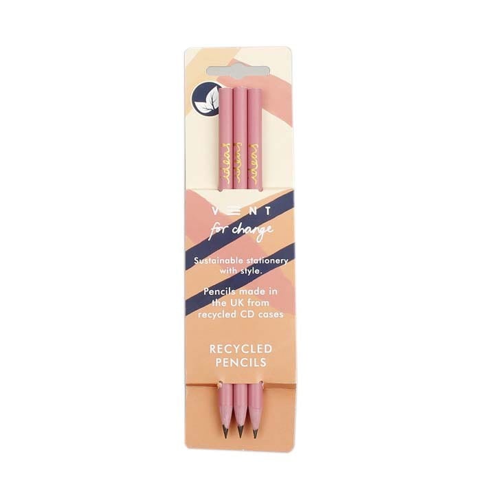 pink recycled pencils set of three